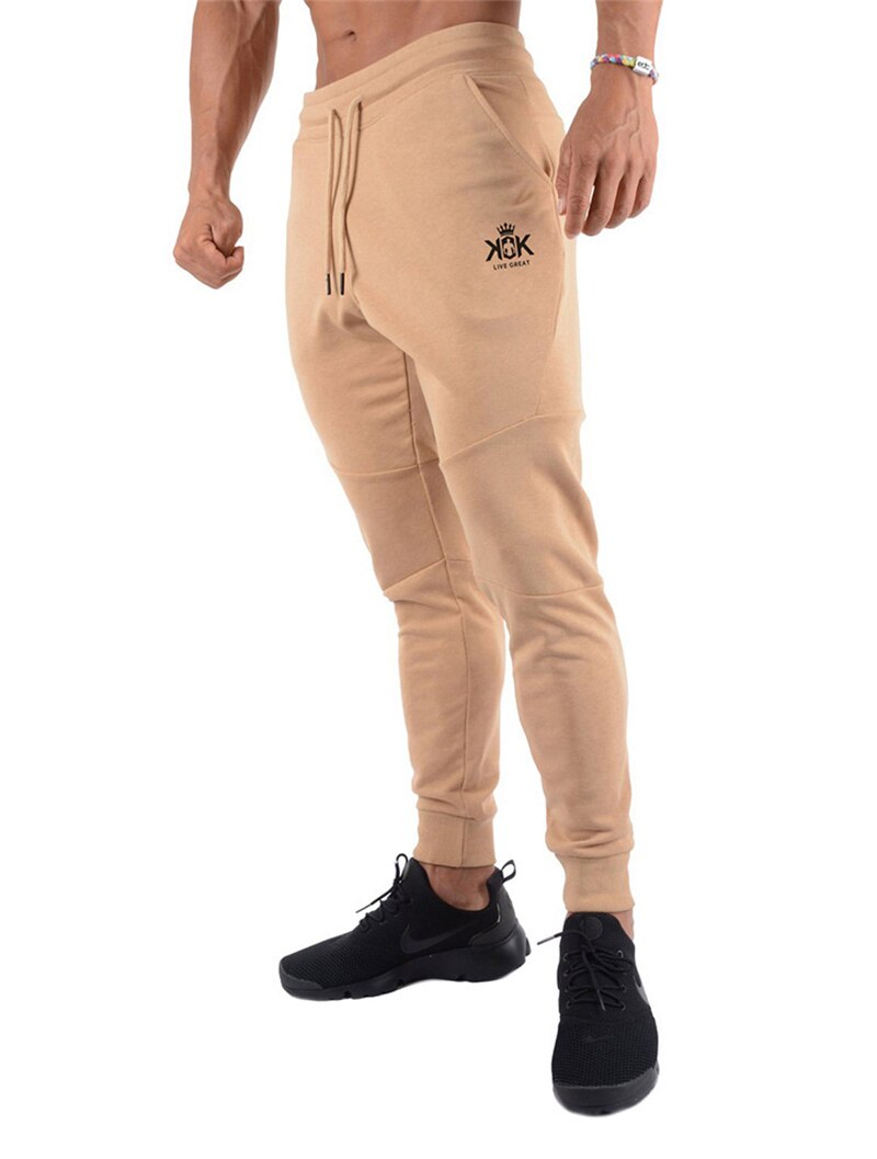 Katoen Running Broek Mannen Broek Sportkleding Workout Trainingsbroek Trackpants Broek Mannen Atletische Activewear Gym Broek Mannen: Khaki / XL