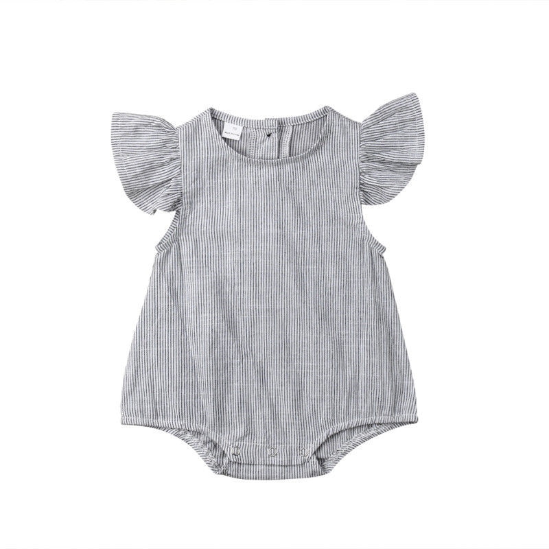 Neugeborenen Kleinkind Baby Jungen Mädchen Kleidung Gestreiften Rüschen Karosserie Baumwolle Karosserie Sommer Baby Kleidung Outfit 0-18 mt