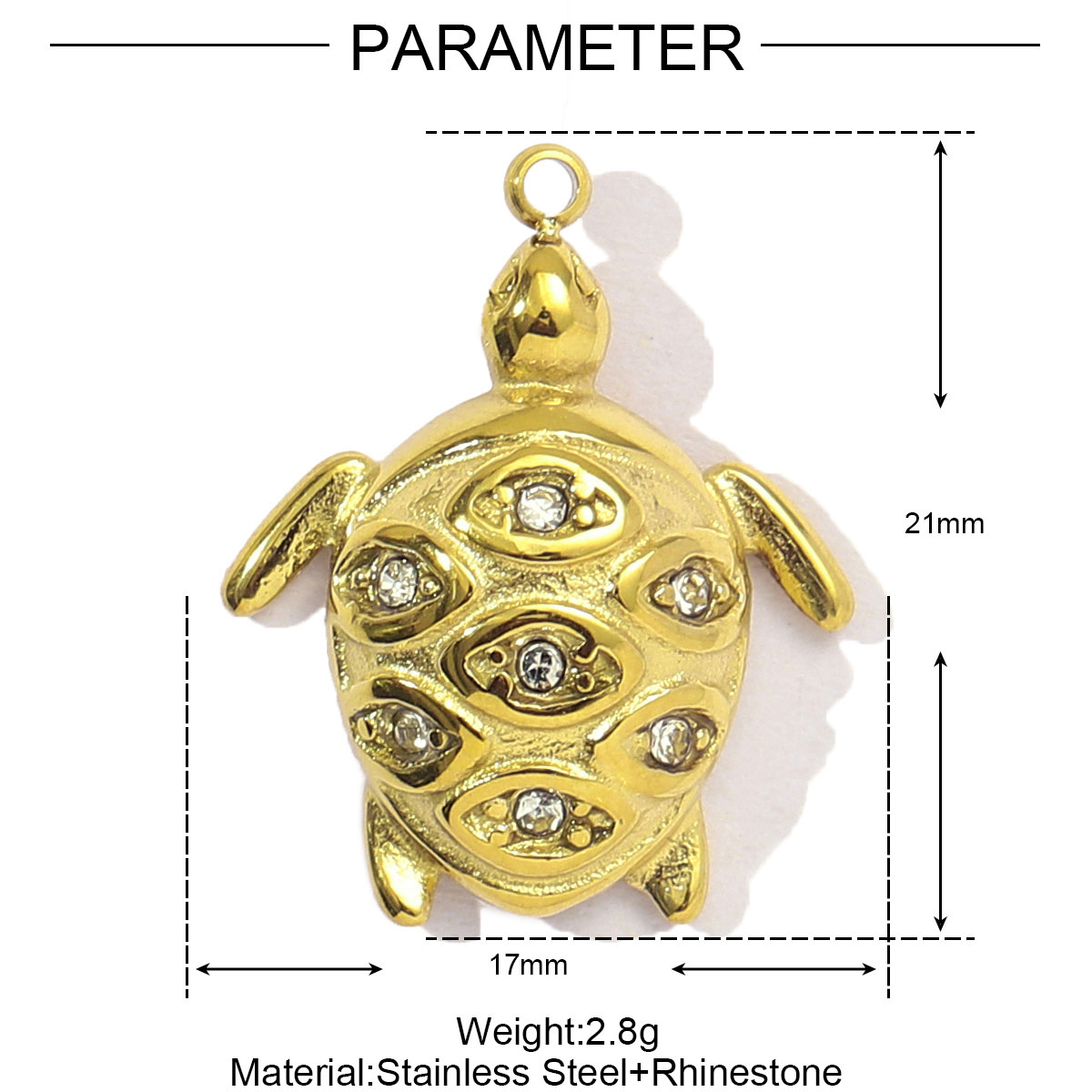 3 stuks/lot roestvrijstalen oceaanpalm zeester kettinghangers, schildpad en slang, doe-het-zelf armband bedeltjes voor dames: Goudkleurig