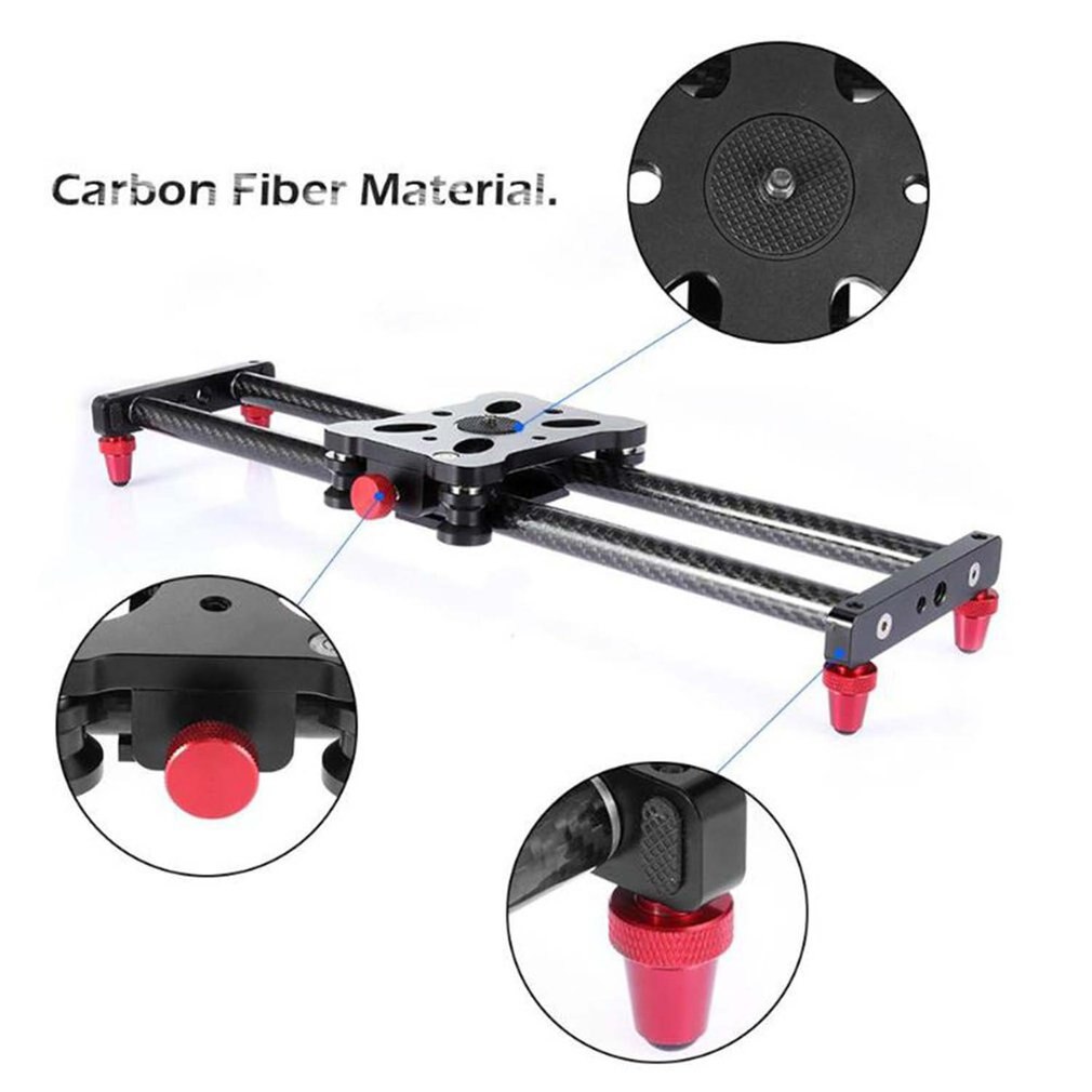Curseur de piste de caméra en Fiber de carbone 42cm, stabilisateur vidéo DSLR, caméscope sur Rail, avec trous de fixation de vis de 1/4 pouces