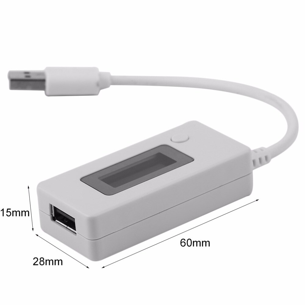 Lcd micro usb carregador bateria capacidade tensão atual tester medidor detector branco/preto cor + resistor de carga 2a/1a com interruptor