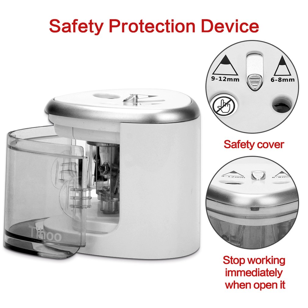 Unique 2 Compact Holes Art Sketch Electric Pencil Sharpener School Stationery Automatic Pencil Sharpener Office Accessories