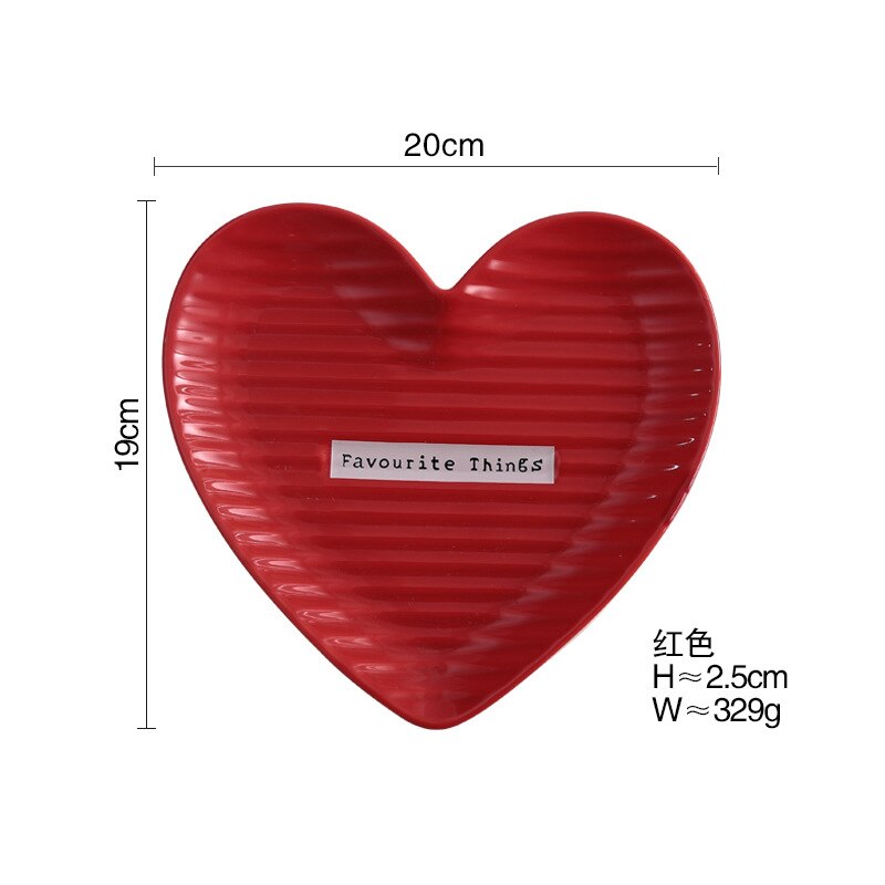 Vaisselle en céramique Style nordique en forme de coeur assiettes mignon Snack plateau petit déjeuner gâteau fruits bol Snack bijoux plateau de rangement: Red / S