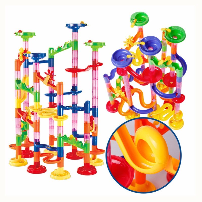 Marble Race Run Maze Balls Track DIY Construction Building Blocks Funnel Slide Big Building Brick