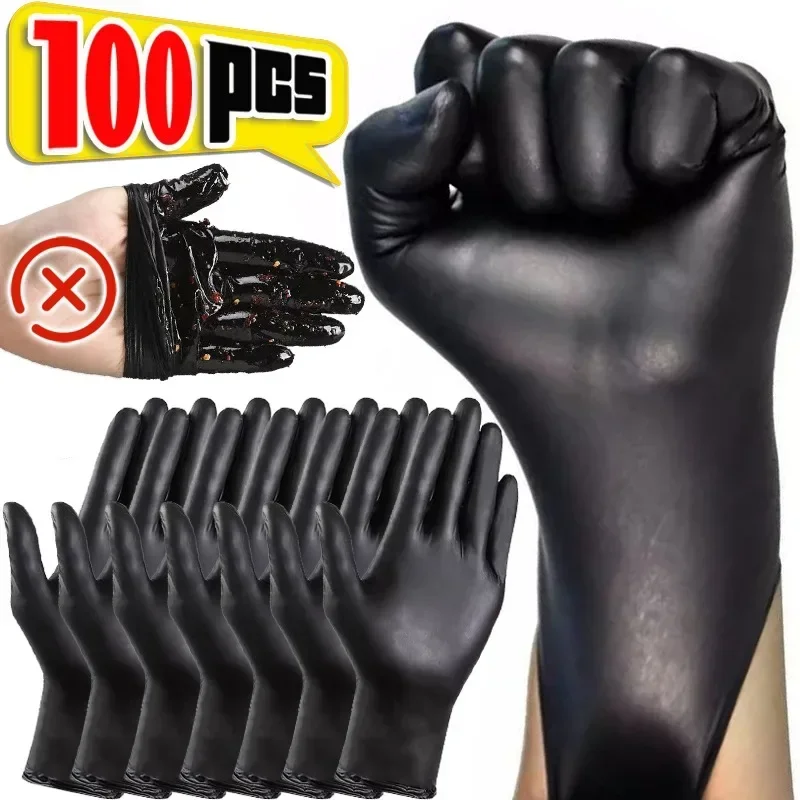 Schwarze Nitril-PVC-Handschuhe, starke Handschuhe, Einwegartikel für Hausarbeit, Geschirrspülen, Auto, Industrie, Gartenarbeit, Haustierpflege, Backen, Kochwerkzeug
