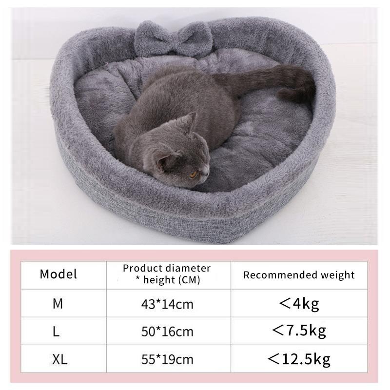 Pet Cat Bed Kennel Heart-shaped Dog Winter Warm Sleeping Bag Super Soft Puppy Cushion Mat Portable Pet Nest for Cat Dog Supplies