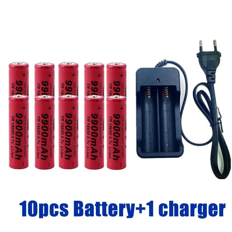 18650 battery 3.7V 9900mAh rechargeable Li-ion battery for Led flashlight Torch battery lithium battery charger: Yellow