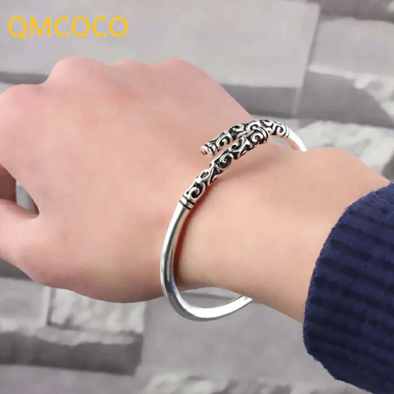 Qmcoco Zilveren Kleur Eenvoudige Punk Trendy Armband Voor Vrouw En Man Party Open Verstelbare Sieraden