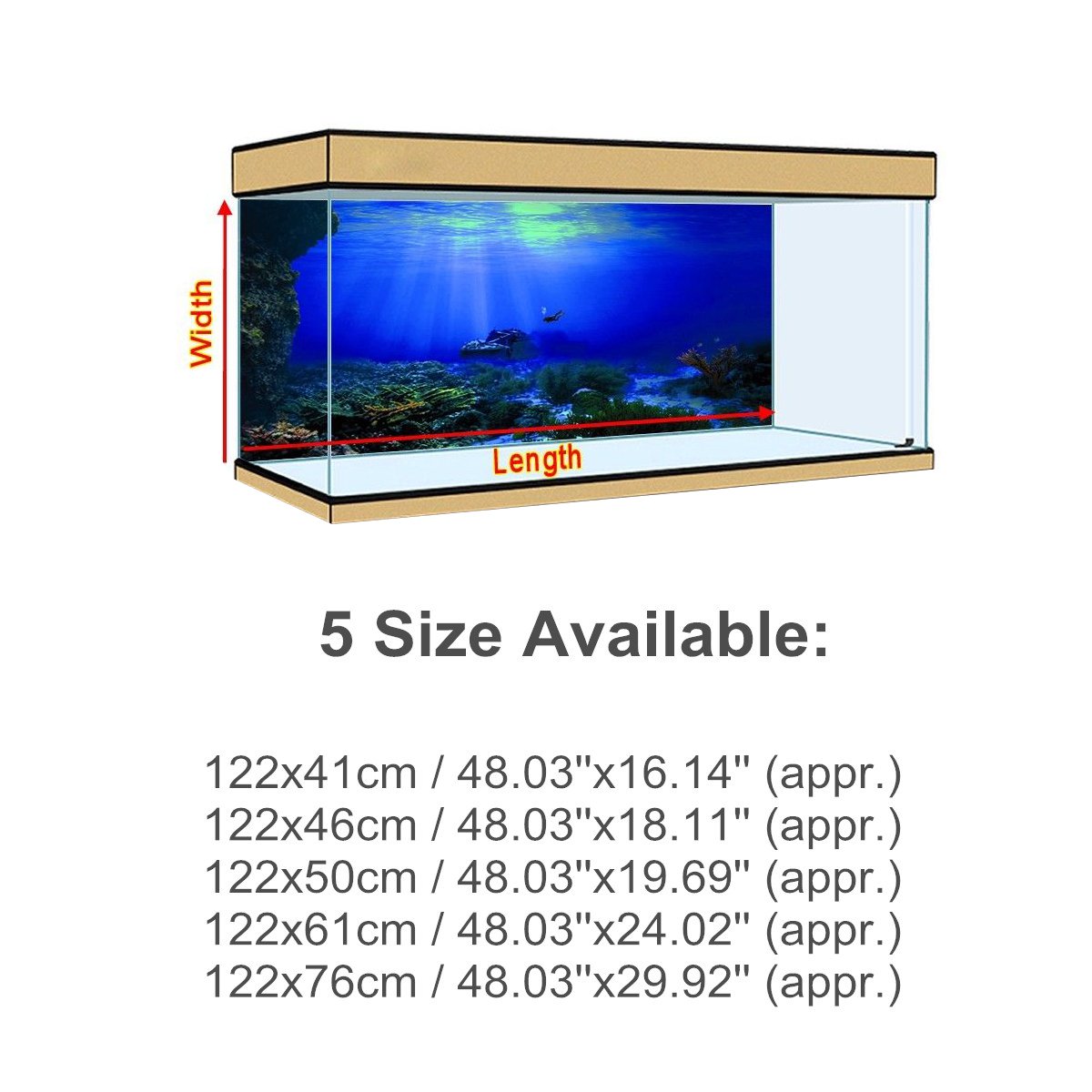 5 Size High Glossy Aquarium Background Seabed Wreck PVC Aquarium Background Poster Fish Tank Decorations Landscape Self Adhesive