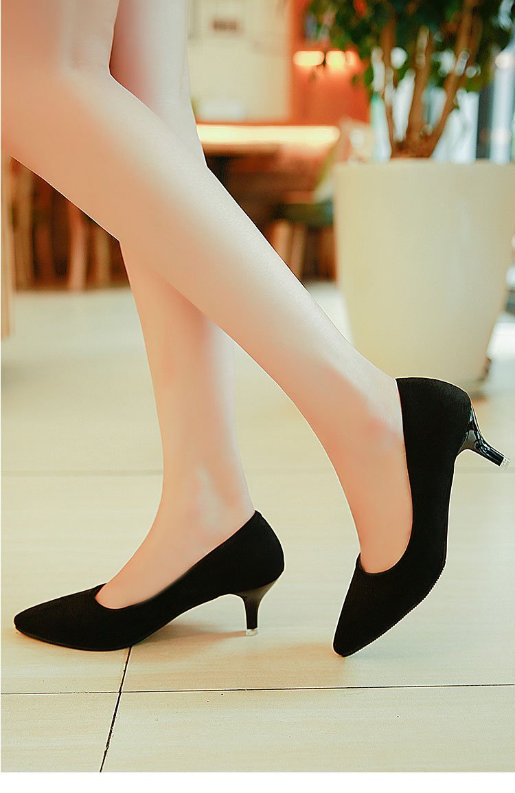 Chaussures de bureau simples pour femmes, grande taille 34-43 , bout pointu, groupe de pompes pour femmes, talons hauts peu profonds, chaussures de fête en pu pour femmes