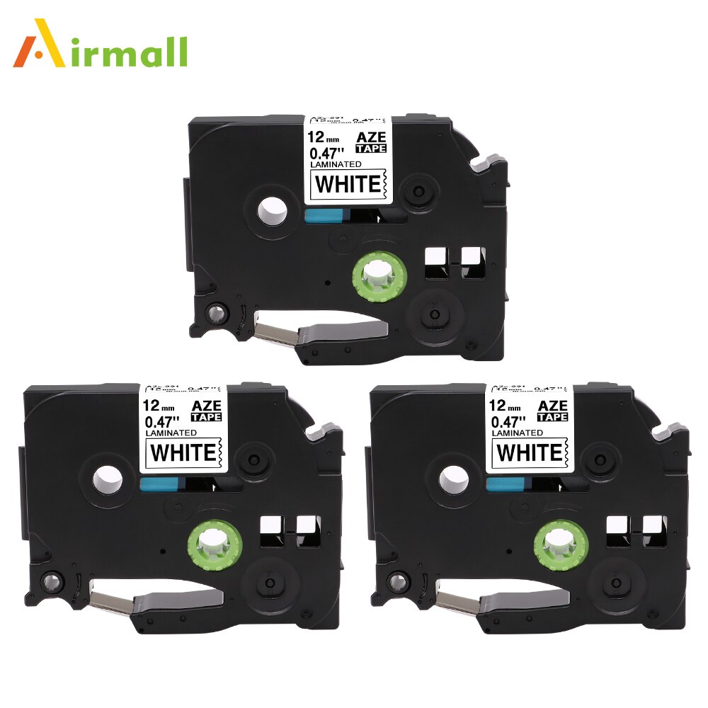 Airmall 3 Packs TZe-231 Compatibel Brother P touch Label Tape TZe 231 Zwart op Wit 12mm Brother P touch printer Etiket Maker