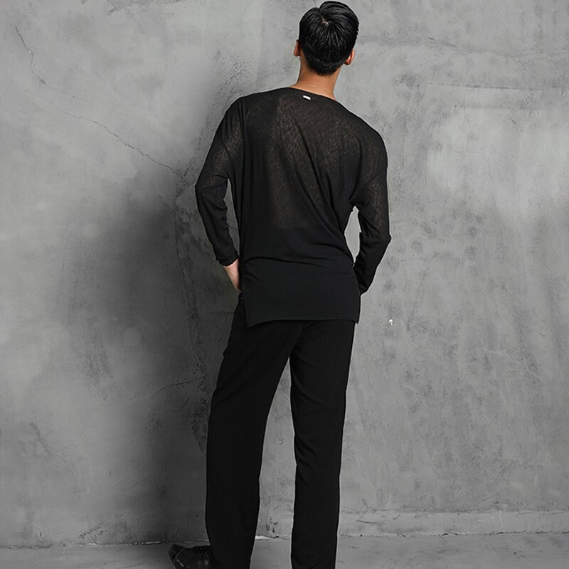 Adult Latin Dance Costumes Men'S National Standard Dance Clothes Round Neck Loose Top Latin Dance Wear Practice Clothes SL4088
