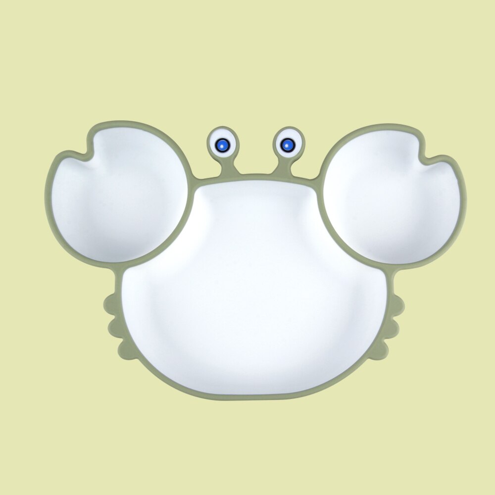 Crab Suction Cup Plate Dispensing Silicone Baby Dishes Set Children's Spoon Compartment Kids Tableware Feeding Kit Food Bowl: G Plate