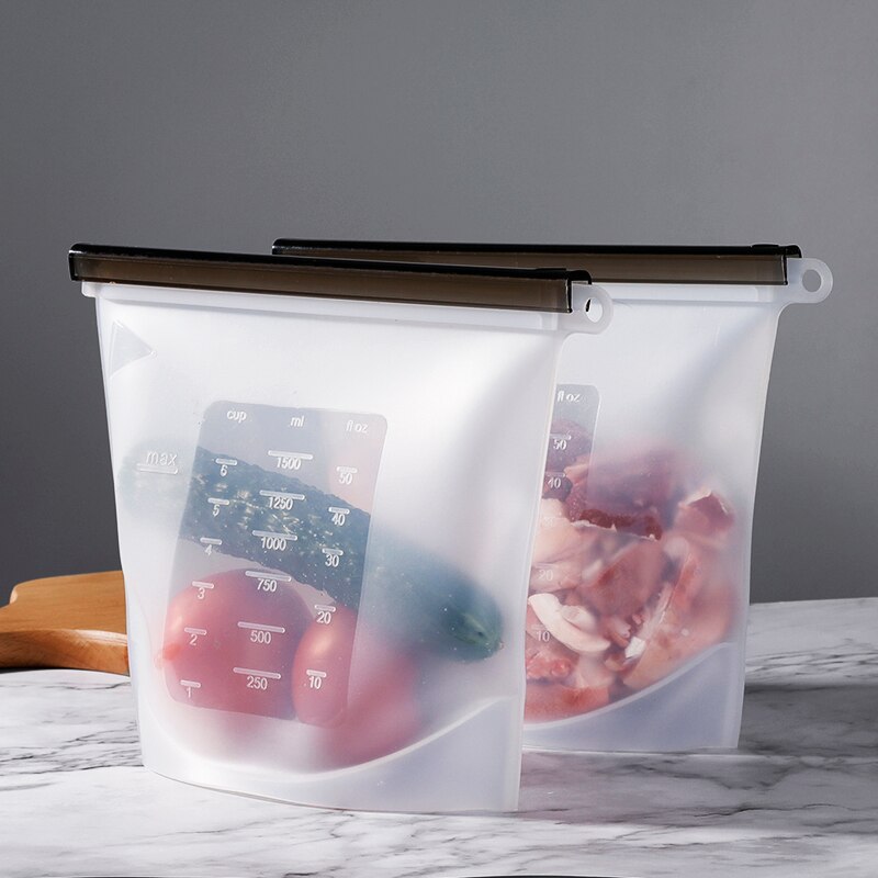 Bolsa de Silicón para mantener frescos bolsa para alimentos sellada reutilizable bolsas de productos organización del hogar y nevera para almacenamiento de frutas Cocina