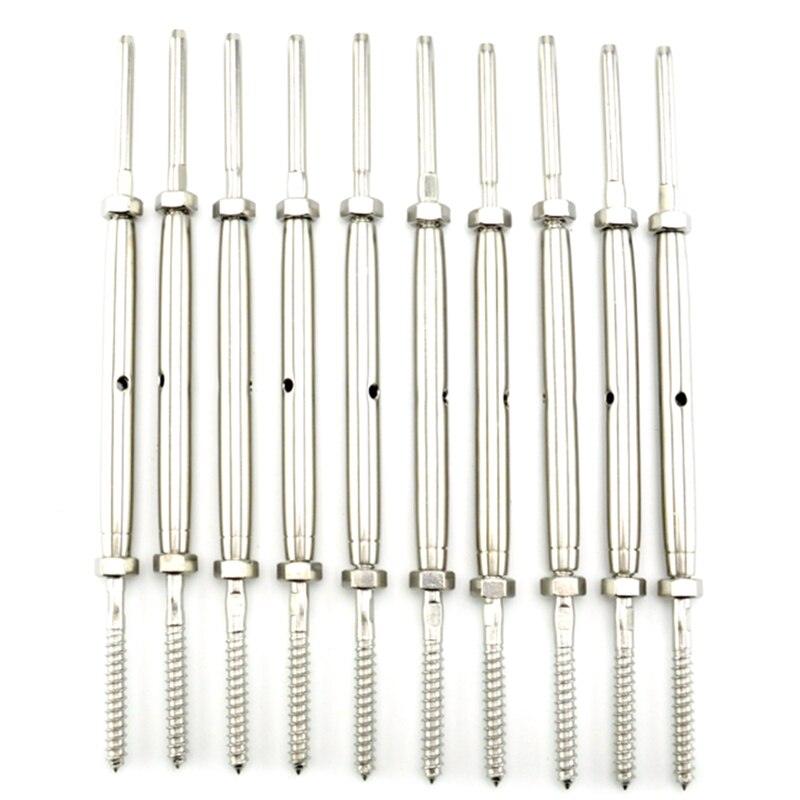 10 Pack Threaded Terminal Stud End Fitting, for 1/8Inch Cable Deck Railing, Hand Swage,Stainless Steel T316 Marine Grade