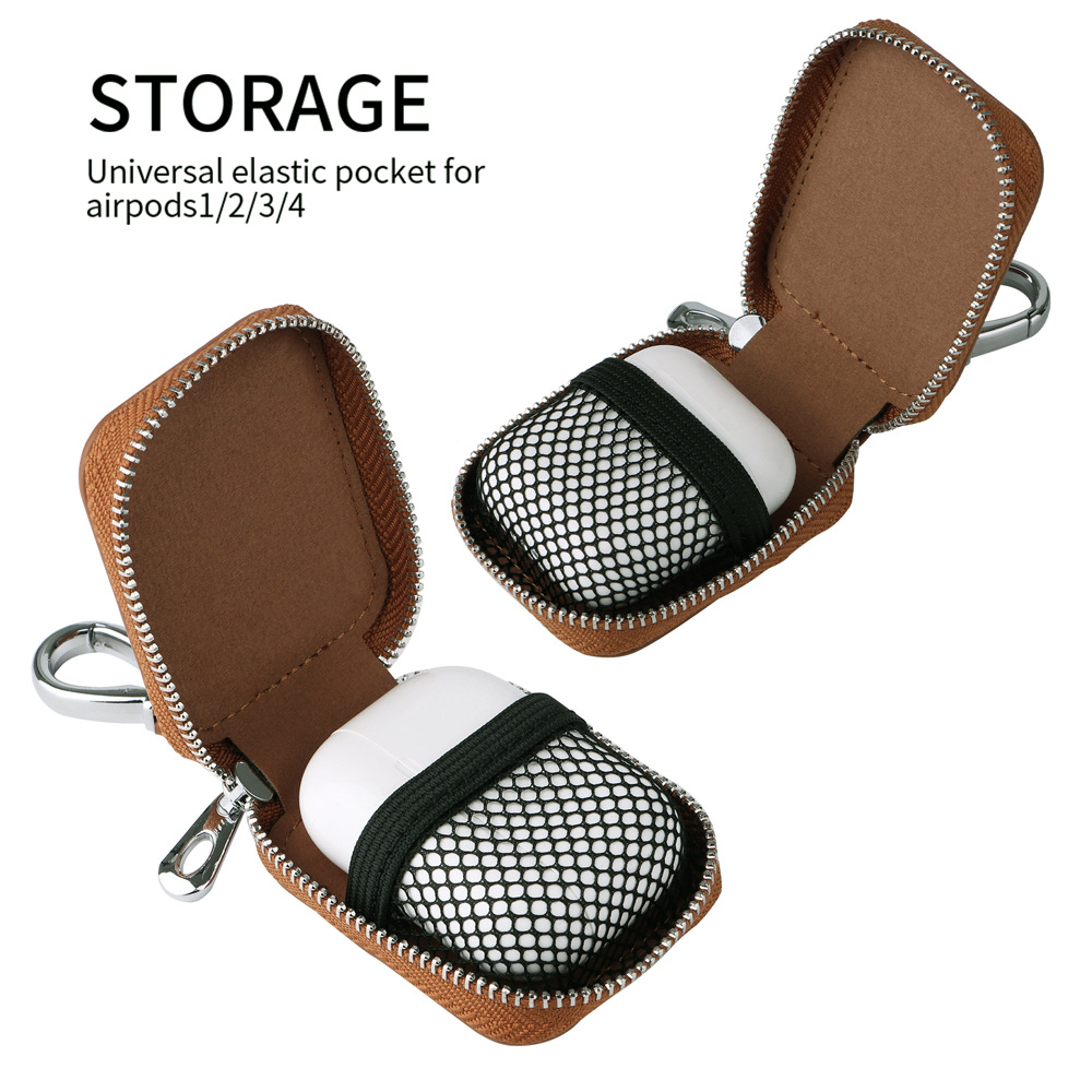 Juste antichoc en cuir PU pour Airpods 4, étui Airpods 2024, poudres de transport, sac universel, sauna, rangement pour téléphone