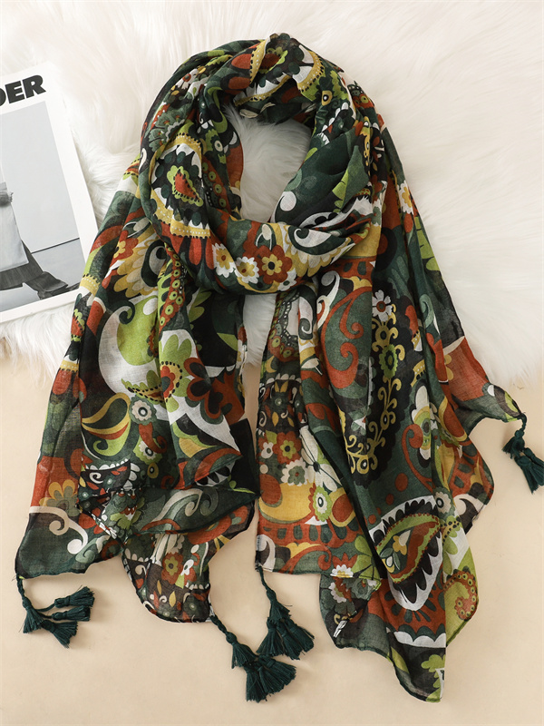 Paisley Abstract Floral Tassel Viscose Shawl Scarf Lady Wrap Thin Pashmina Stole Muslim Hijab 180*90Cm
