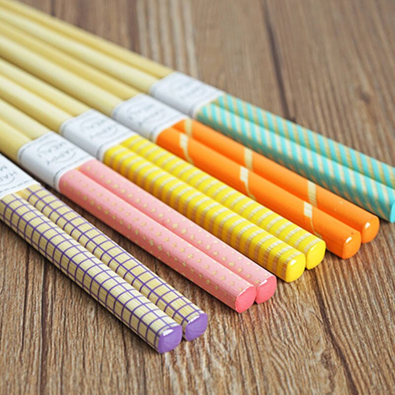Palillos de bambú estampados ecológicos, patrones geométricos para amantes, hermanas, niños y niñas, 22,5 CM, 5 pares