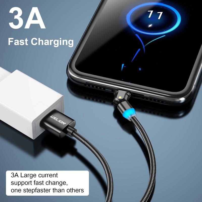 90° Elbow Support QC3.0 Fast Charging Soft Light With Lights Type-C Data Cable For Mobile Phones And Tablets