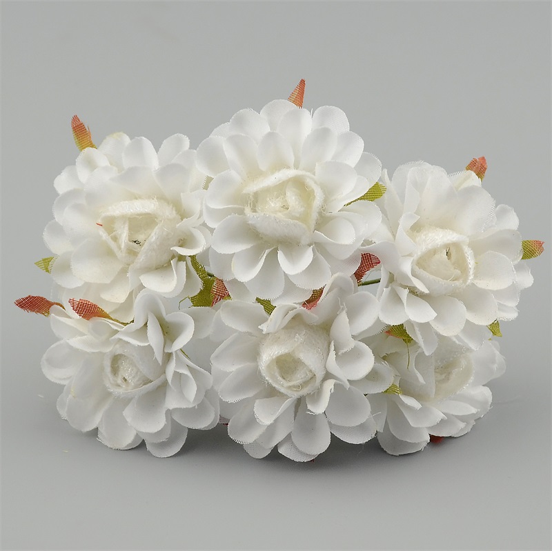 Bouquet de pavot en imitation soie artificielle, 6 pièces, bon marché, décoration de mariage, de noël à domicile, couronne à faire soi-même, application artisanale: white
