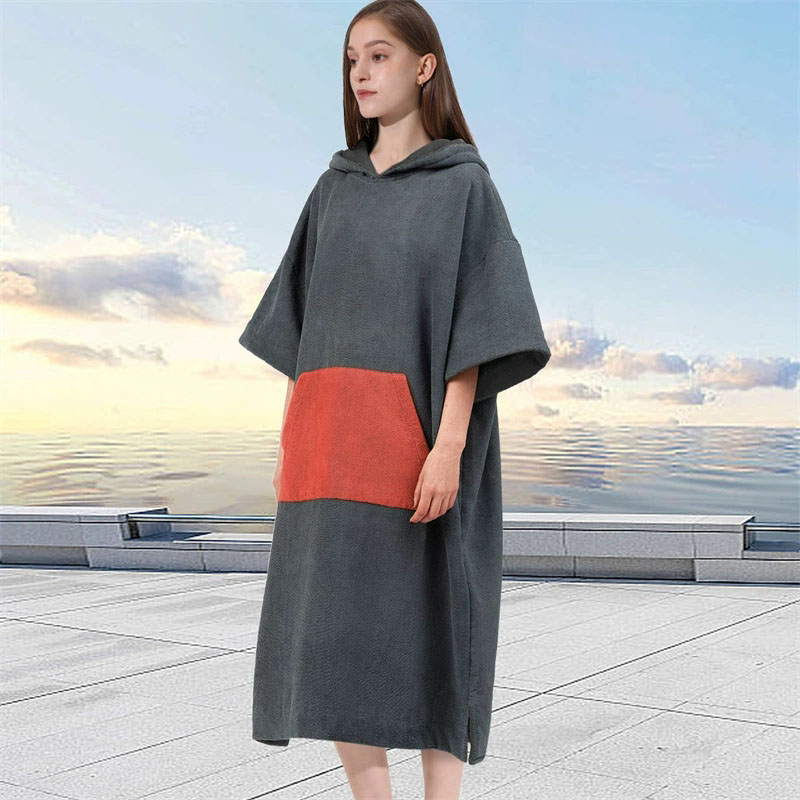 Microvezel handdoek met capuchon voor volwassenen, geschikt voor zwemmen, strand, reizen, sneldrogende omkleedjas, cape, badhanddoek, badjas, surfponcho, sauna: Paars