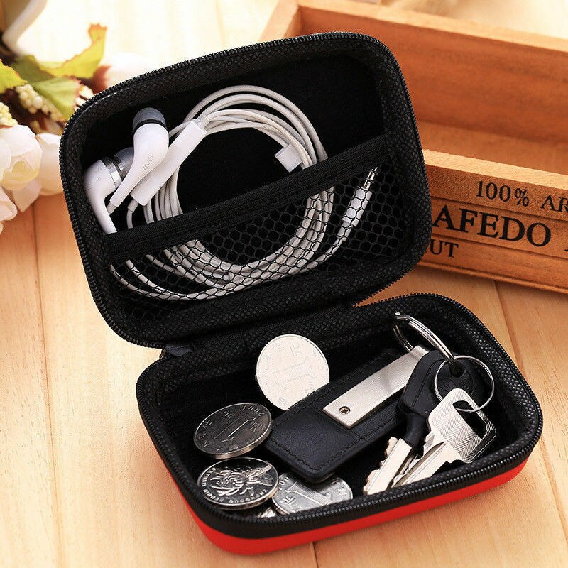 Travel Digital USB Storage Portable Travel Headset Earphone Earbud Cable Storage Pouch Bag Hard Case Box