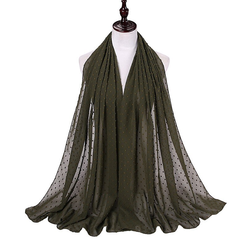 Foulard en mousseline de soie 72x175CM, couleur Pure, malaisie, indonésie, perles, couvre-tête: 16