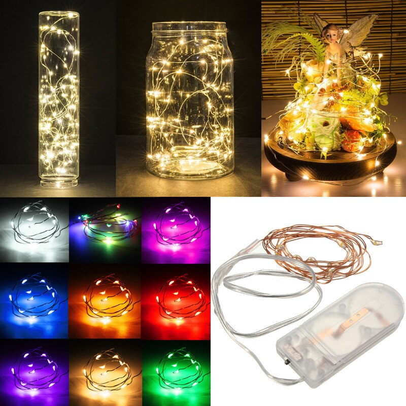 1/2M luces tipo Hada a prueba de agua LED Cadena de luz para Navidad de vacaciones jardín dormitorio boda decoración exterior Interior lámpara