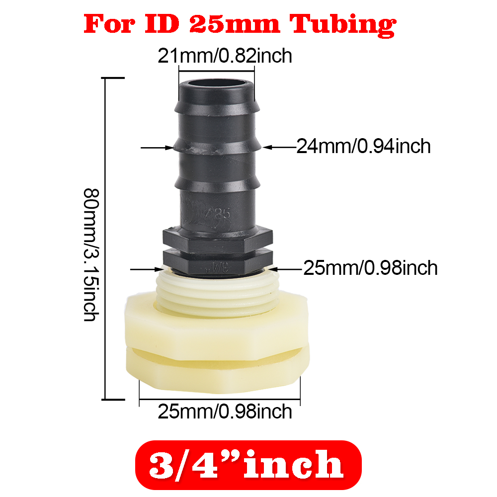 1/2 3/4 Zoll PVC-Schott-Wassertank-Anschluss-Adapter, passend für Stecker, Montage, Entwässerung für Regenfässer, Aquarien: Grey