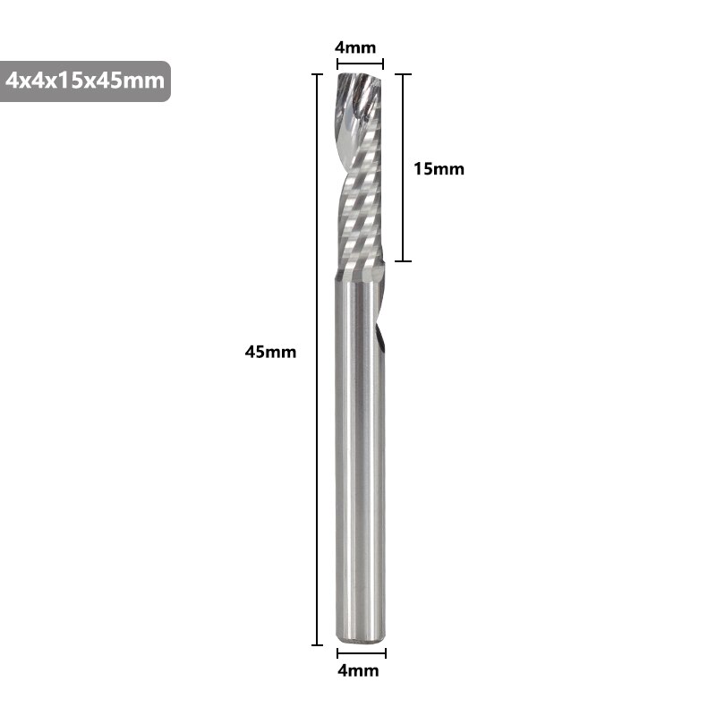 Single Flute End Mill Tungsten Carbide Milling Cutter 4-6mm Shank Router Bit For Aluminum Cutter Drill Bit Spiral Router Bits: 4x4x15x45