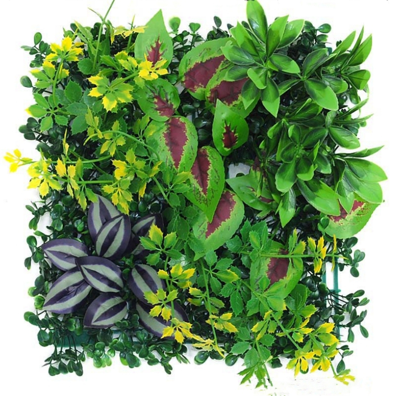 25x25cm Green Artificial Plants Wall Panel Plastic Outdoor Lawns Carpet Decor Home Wedding Backdrop Party Grass Flower Wall: Fluorescence Yellow