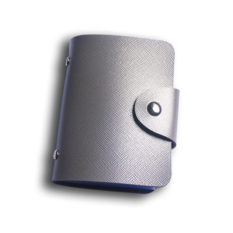 Porte-cartes de crédit 24 Bits, en PU, couleur unie, grande capacité, rangement, Clip, organisateur, étui pour identification, pochette: style 2 silver