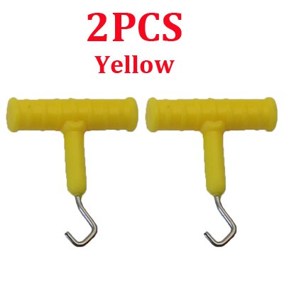Extracteur de nœud de pêche à la carpe, outils de fabrication de cheveux, crochet de ligne en acier inoxydable, accessoires de pêche, 2 pièces: 2PCS Yellow