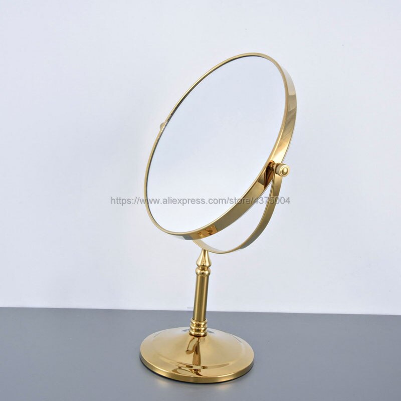 Gold Durcheinander Kosmetische Spiegel Doppelseitige Dame Tisch Schreibtisch Stehend Kommode machen-hoch Spiegel Runde Schreibtisch Rotierenden Spiegel Nba641: Gold Farbe Messing