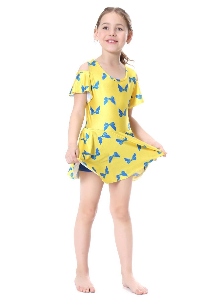 traditional Girls Swimwears One-Piece Suits Print Islamic Children Modest Swimsuits Islam Beach Cap Wear Swimming Diving Burkini