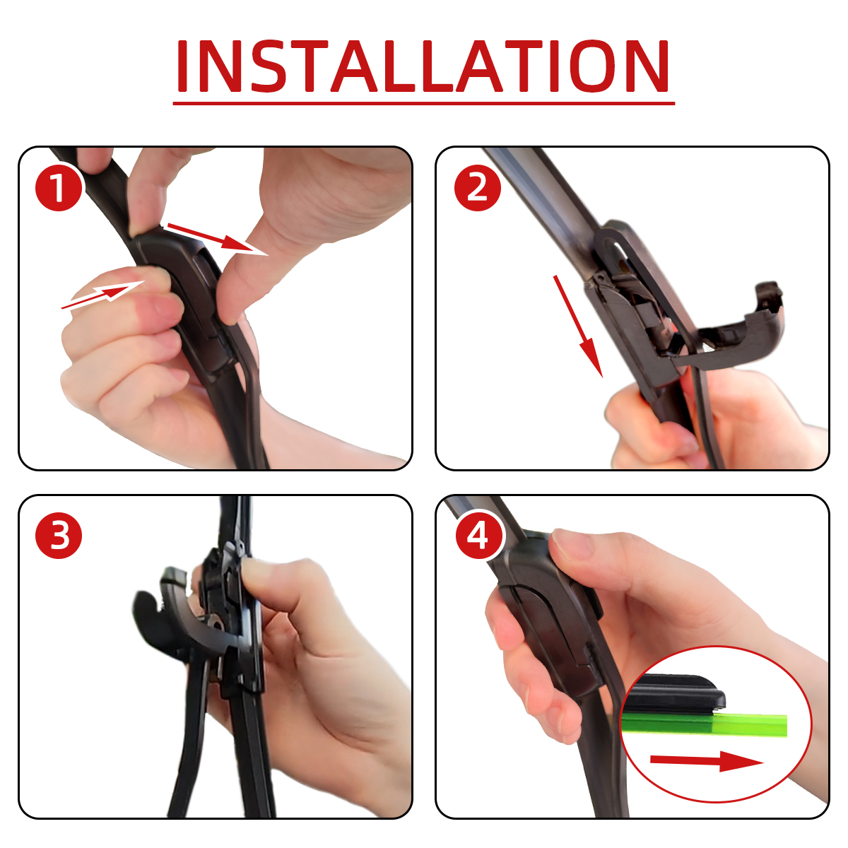 Spazzole tergicristallo per auto Gancio Tergicristalli per auto senza staffa universale in gomma morbida 14 "16" 17 "18" 19 "20" 21 "22" 24 "26"