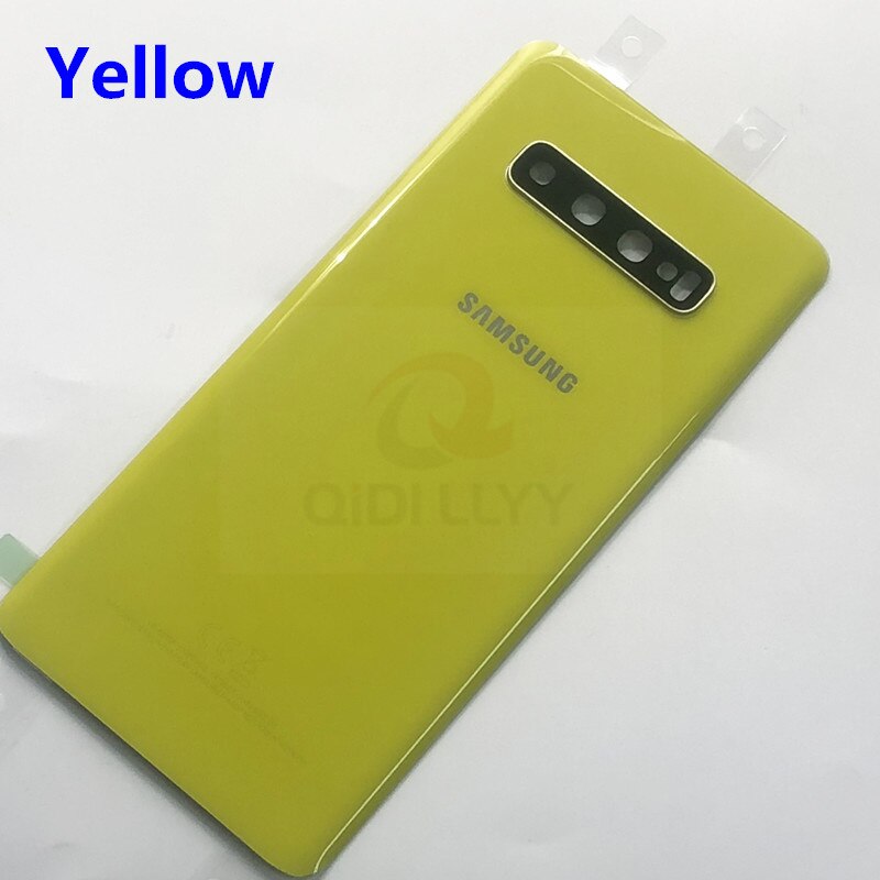 Sostituzione vetro posteriore per Samsung Galaxy S10 G973F S10 + G975F S10E G970 coperchio batteria custodia porta posteriore + sticke impermeabile: S10 Plus yellow