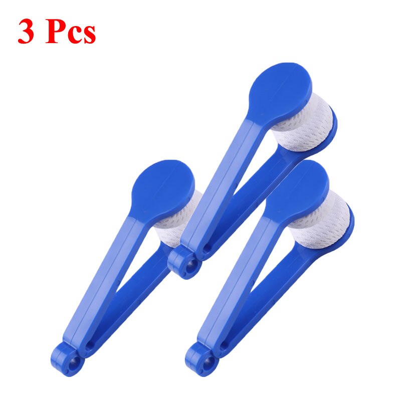 1-4Pcs/Set Portable Multifunctional Glasses Cleaning Rub Eyeglass Sunglasses Spectacles Microfiber Cleaner Clean Brushes: 3 Pcs Blue