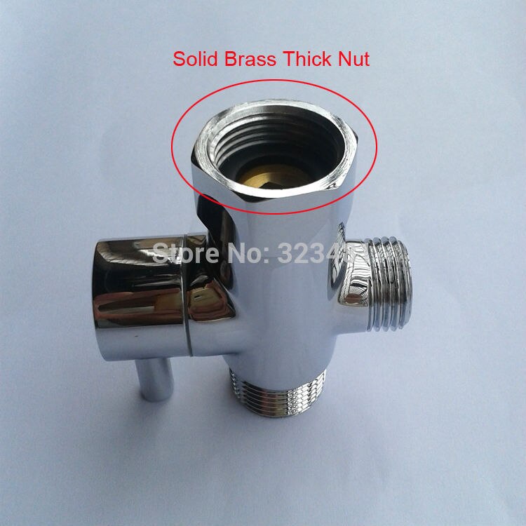 Bathroom Toilet Bidet Valve 7/8" Brass T adapter Diverter Chrome Plated Bidet Shattaf Sprayer Control Water Shut off Valve