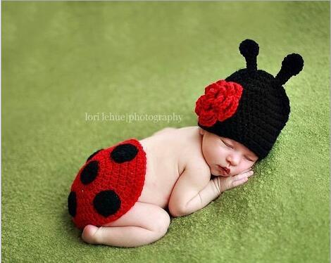 Hand-woven neonatal beetle clothes Baby boy and girl + crochet for hip to urinate brim hat: gril