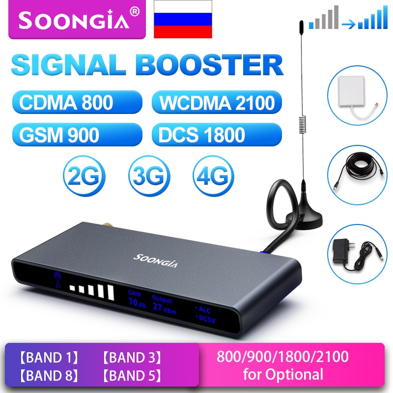 SOONGIA-repetidor GSM 2G 3G 4G, amplificador de señal móvil, 4G, GSM 900 1800 2100, repetidor de señal móvil