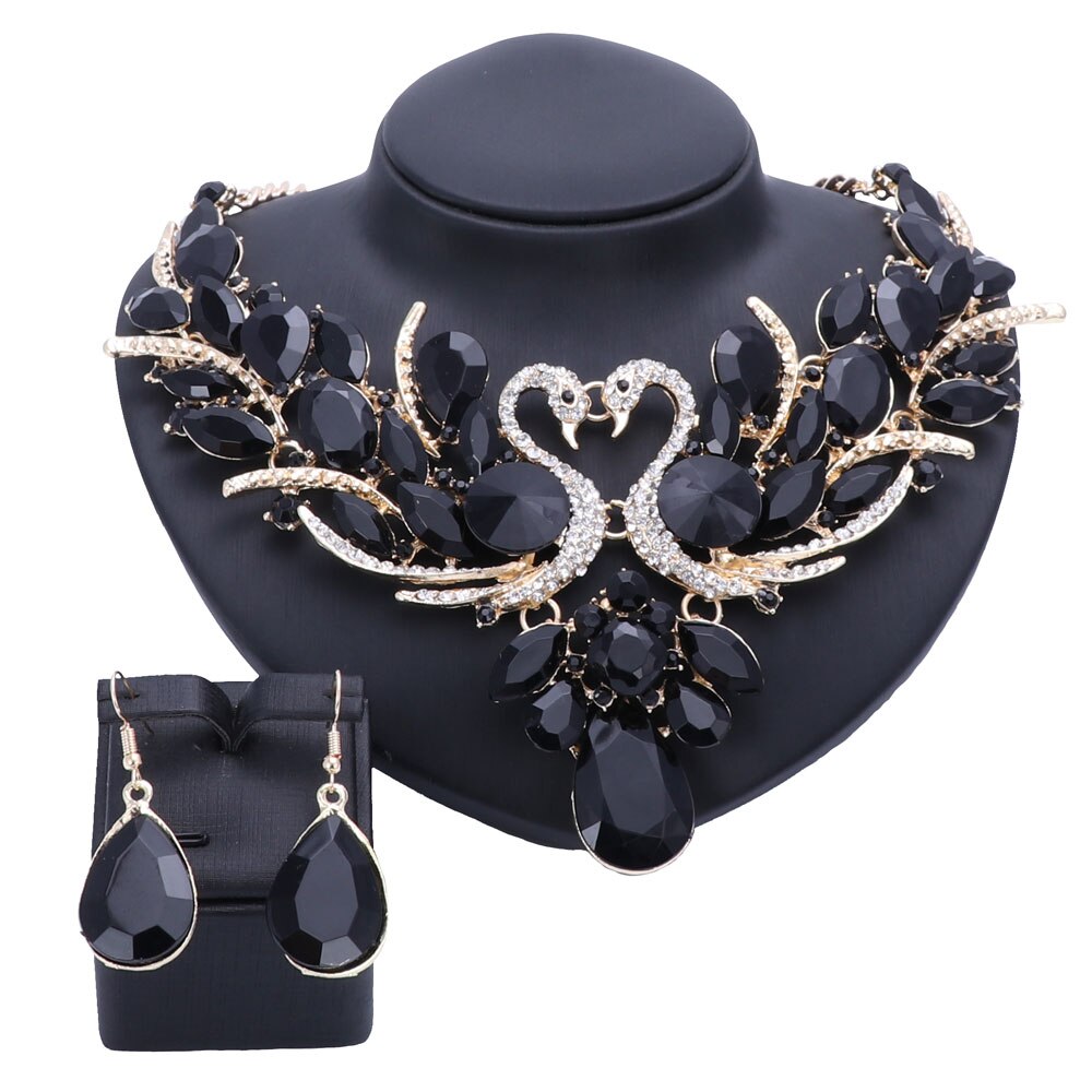 Nigeriaanse Sieraden Set Voor Vrouwen Paars Kwastje Oorbellen Ketting Set Banket Jurk Accessoire Bridal Indian Sieraden: 13