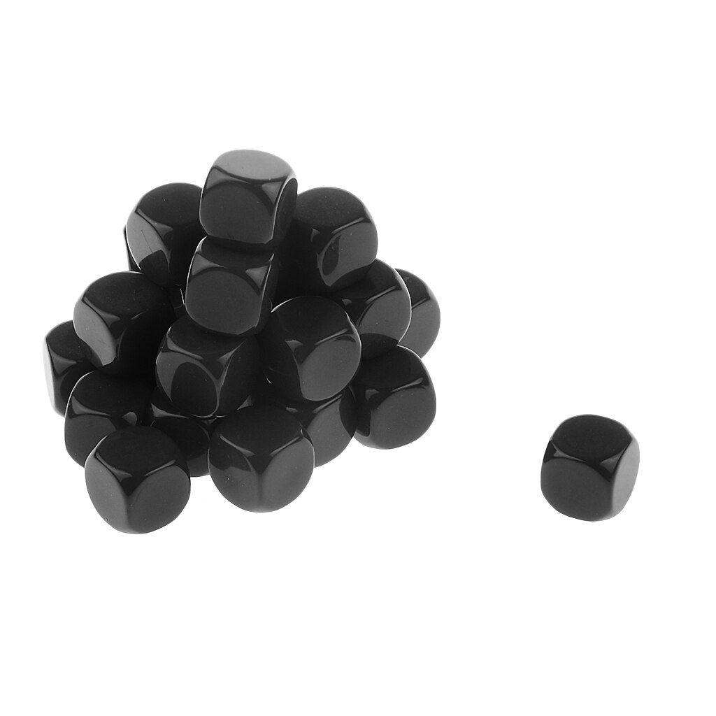 Pack of 25pcs DIY Blank 16mm Six Sided Dice D6 Playing Dungeons D&D TRPG Game Black For Classroom Teaching Aids