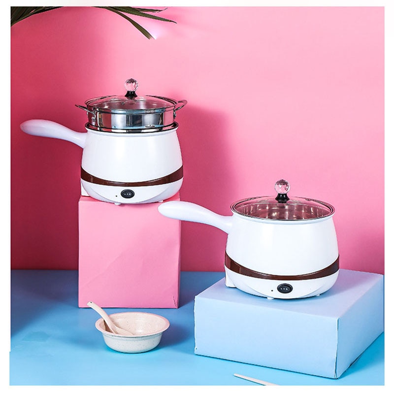 110/220V Multicooker Pot Mini Elektrische Pot Roestvrij Staal Voedsel Steamer Noedels Rijstkoker Voor Slaapzaal Verwarming pan