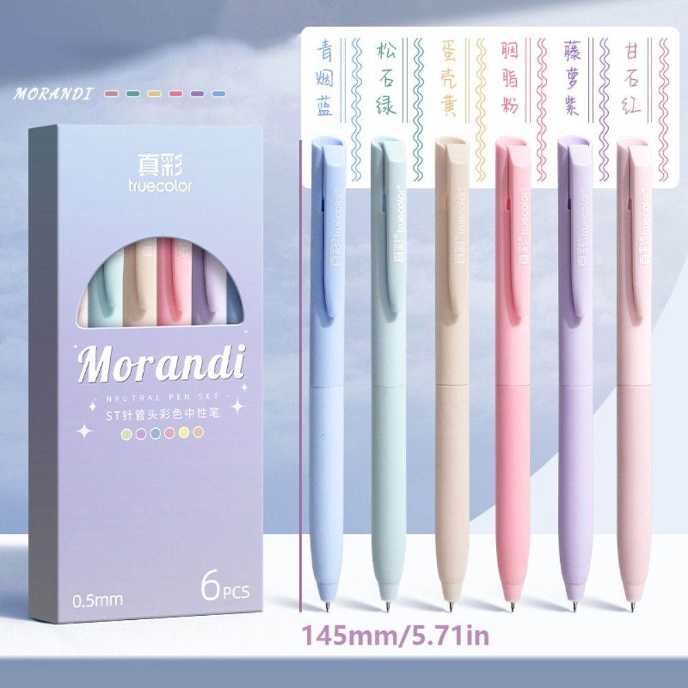 6Colors/Set Color Gel Pen 0.5mm ST Tip Ballpoint Pen Writing Tool Color Ink Signing Pen Students Stationery School Supplies