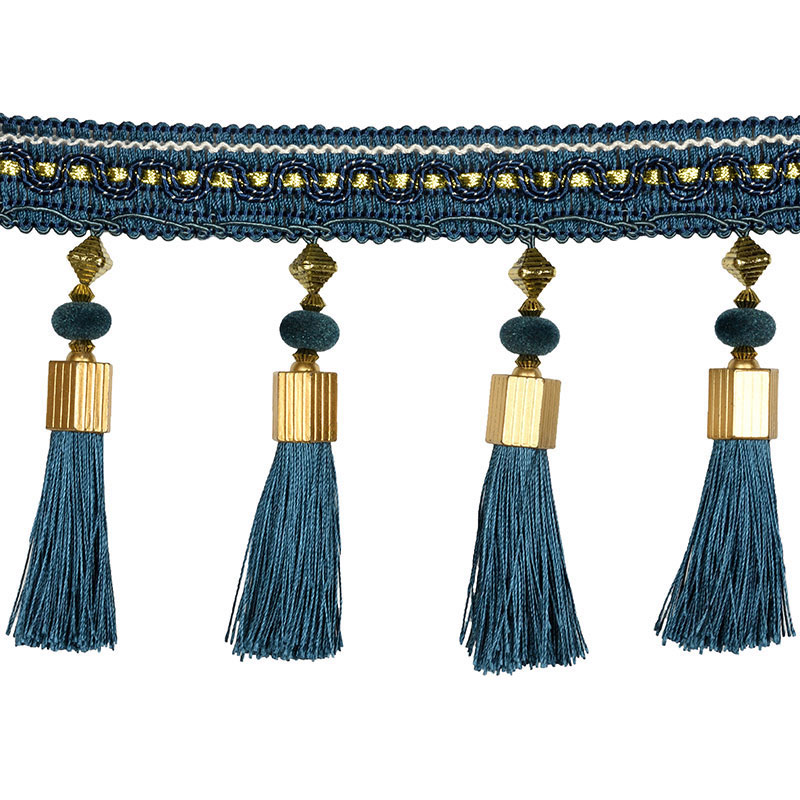 3M Kwastje Kralen Fringe Rand Gordijn Accessoires Trim Kant Boho Bekleding DIY Party Opknoping Ring Koorden Ambachten Naaien Decor: Blauw