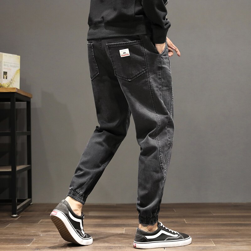 Jean pour hommes, pantalon Cargo en Denim épissure à la , pantalon Cargo, Style japonais Hip Hop, jogging
