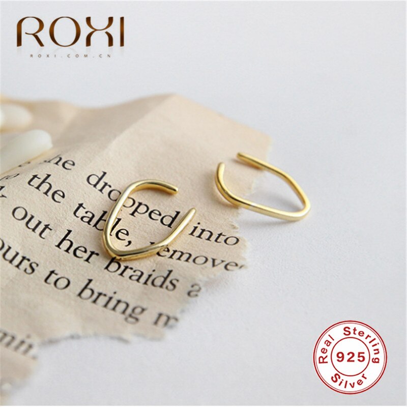 ROXI 1Pair Ear Clip Simple Jewelry Cartilage Ear Wrap No Piercing Clip On Earrings for Women 925 Sterling Silver Earring: Gold