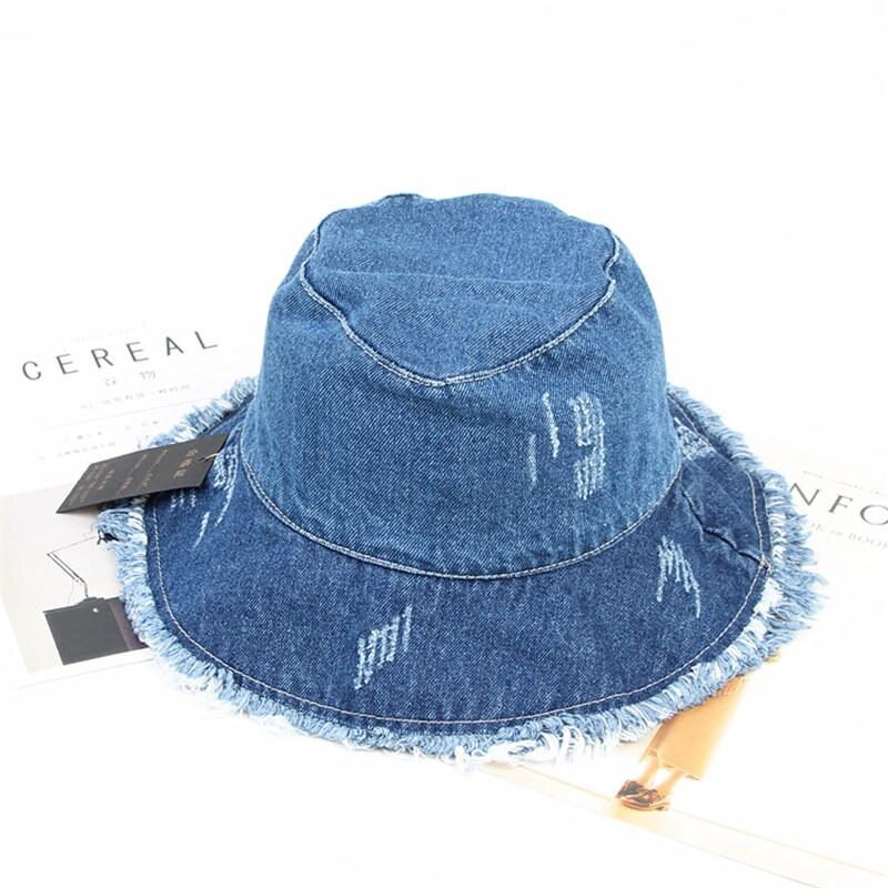 Solid denim retro spand hat fisker hat udendørs rejse hat sol cap hatte til pige og kvinder 275: Blå