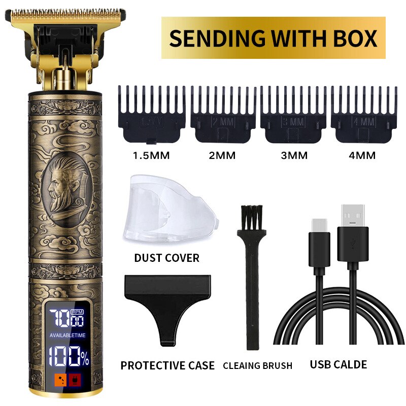 Cortador de pelo Vintage T9, cortadora de pelo eléctrica , afeitadora Original, recortadora de barba, carga rápida USB, pantalla LCD: F SET BOY